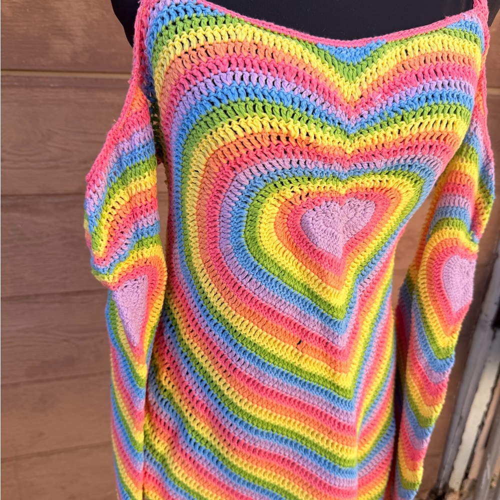 Club Exx Rainbow Crochet Halter Top mini dress - Picture 5 of 10